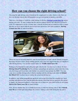 how can you choose the right driving school