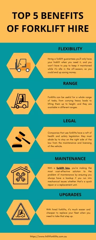 Top 5 Benefits of Forklift Hire - Infographic