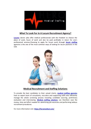 what to look for in a locum recruitment agency