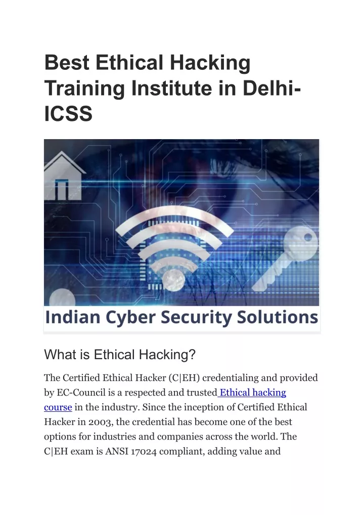 PPT - Best Ethical Hacking Training Institute In Delhi PowerPoint ...