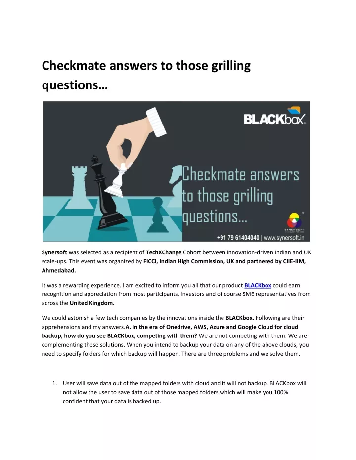 checkmate answers to those grilling questions