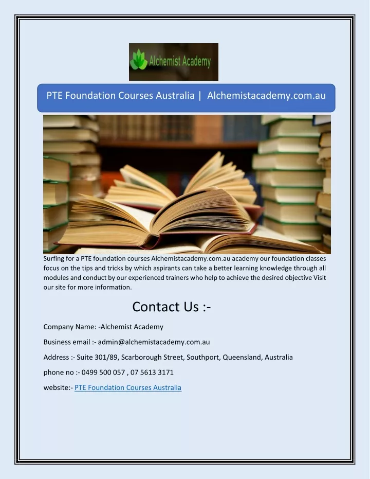 pte foundation courses australia alchemistacademy