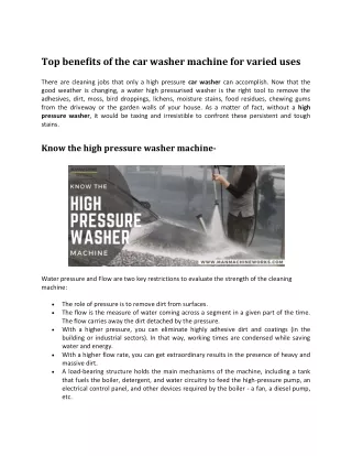 top benefits of the car washer machine for varied
