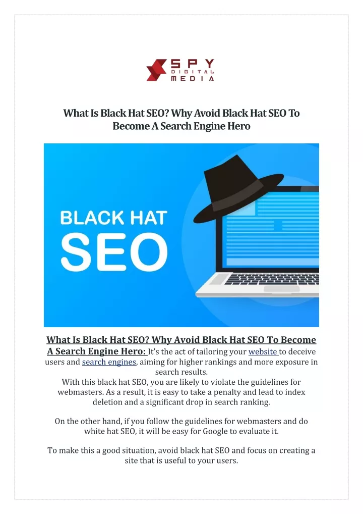 what is black hat seo why avoid black