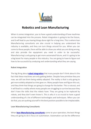 robotics and lean manufacturing
