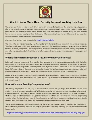 Want to Know More About Security Services
