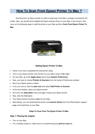Scan From Epson Printer To Mac - Instant Guidelines