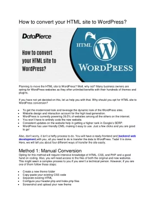 how to convert your html site to wordpress