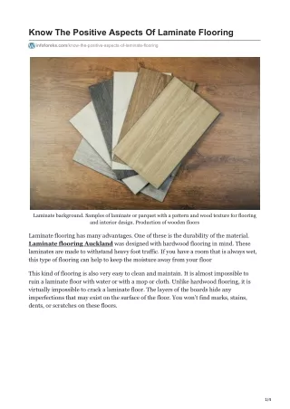 Know The Positive Aspects Of Laminate Flooring