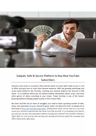 subpals safe secure platform to buy real youtube