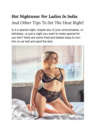 Hot Nightwear For Ladies In India And Other Tips To Set The Heat Right
