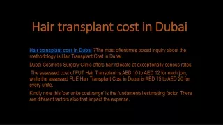 Hair transplant cost in Dubai