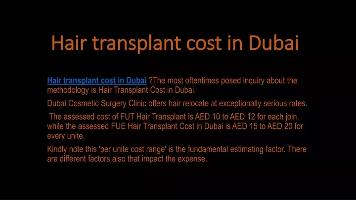 Ppt Hair Transplant Cost In Dubai Powerpoint Presentation Free