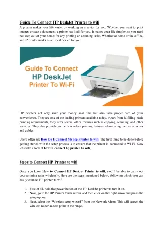 Guide To Connect HP DeskJet Printer To Wi-Fi