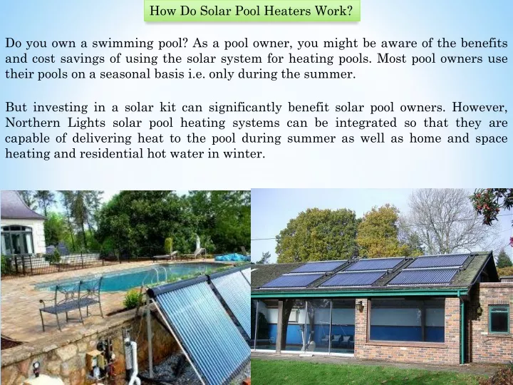 how do solar pool heaters work
