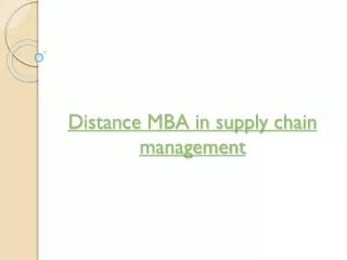 Distance MBA in Supply Chain Management from NMIMS