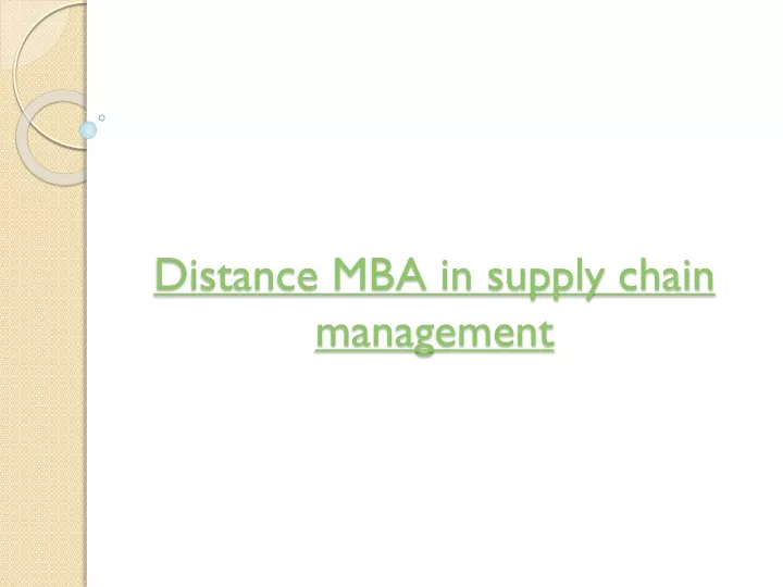 distance mba in supply chain management