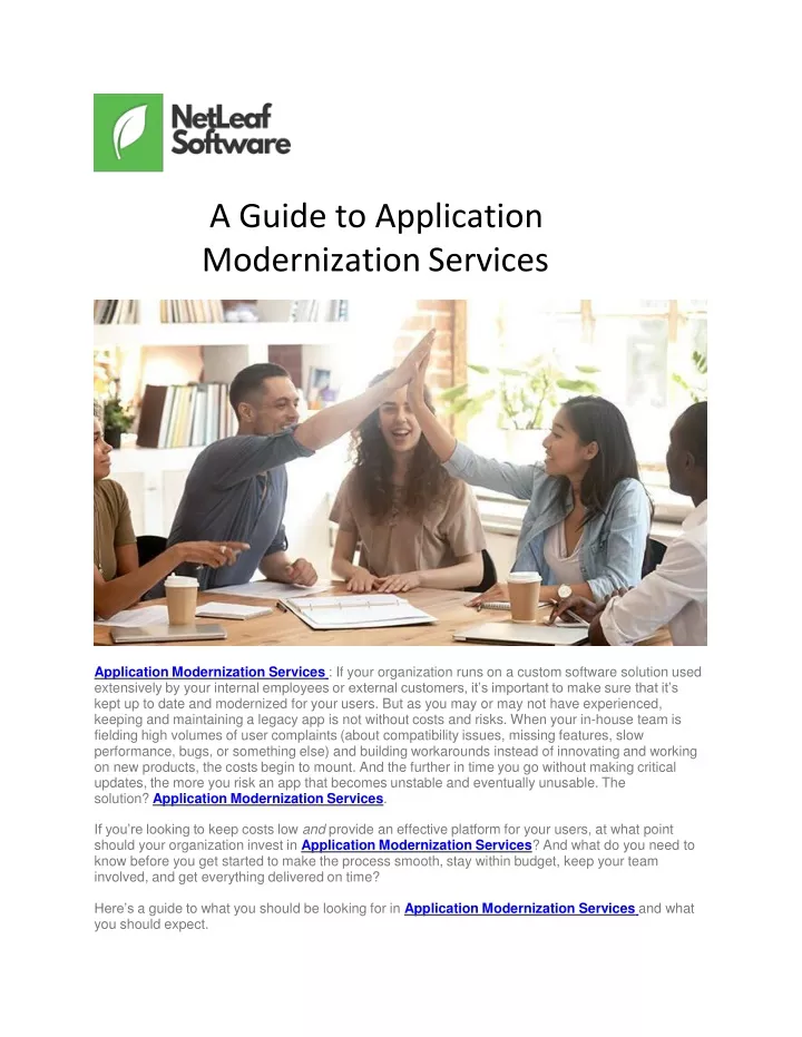 a guide to application modernization services