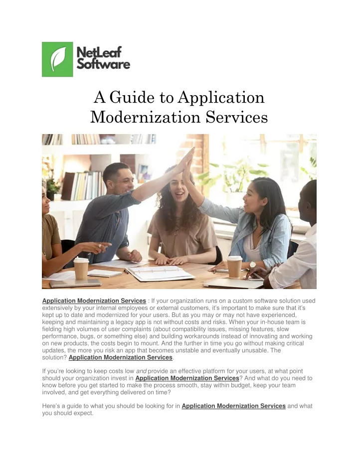 a guide to application modernization services