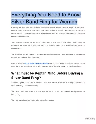 Everything You Need to Know Silver Band Ring for Women