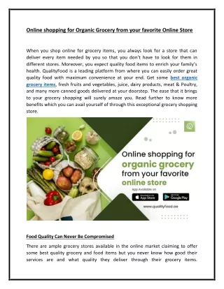 Online shopping for organic grocery from your favorite online store