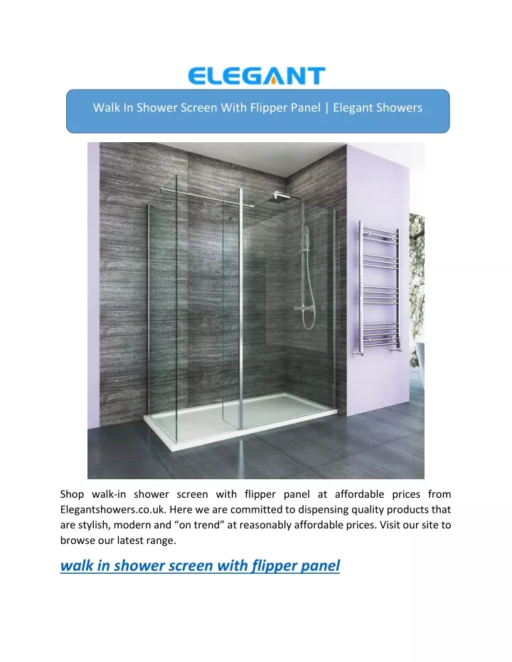 walk in shower screen with flipper panel elegant