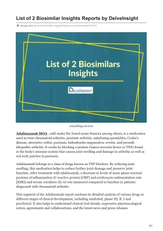 list of 2 biosimilar insights reports