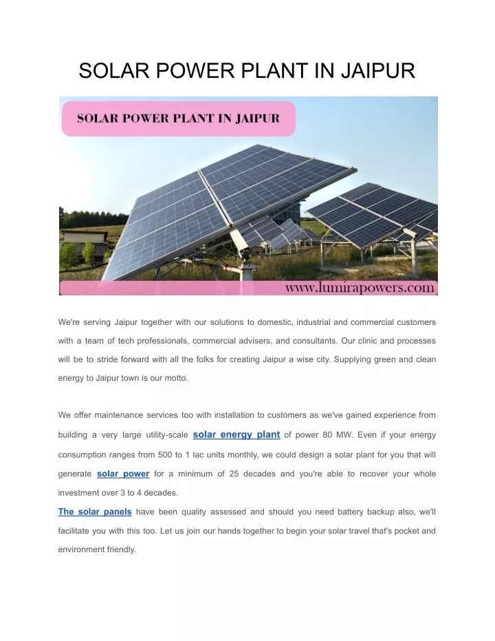 solar power plant in jaipur