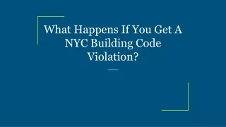 what happens if you get a nyc building code violation