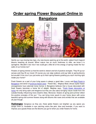 Order spring Flower Bouquet Online in Bangalore