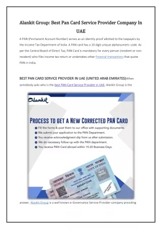 alankit group best pan card service provider