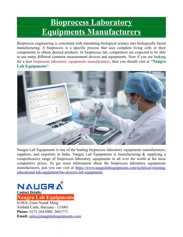 bioprocess laboratory equipments manufacturers