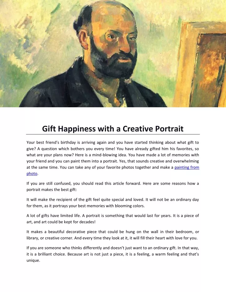 gift happiness with a creative portrait