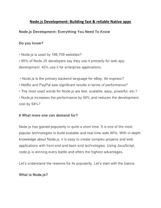 Node.js Development: Building fast & reliable Native apps