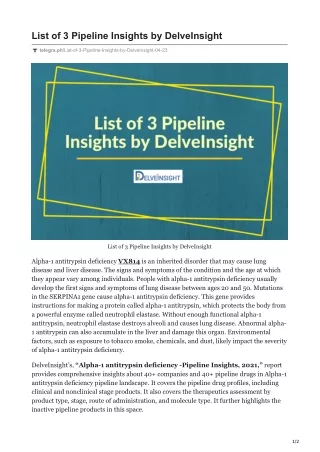 list of 3 pipeline insights by delveinsight