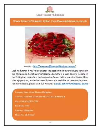 Flower Delivery Philippines Online | Sendflowersphilippines.com.ph