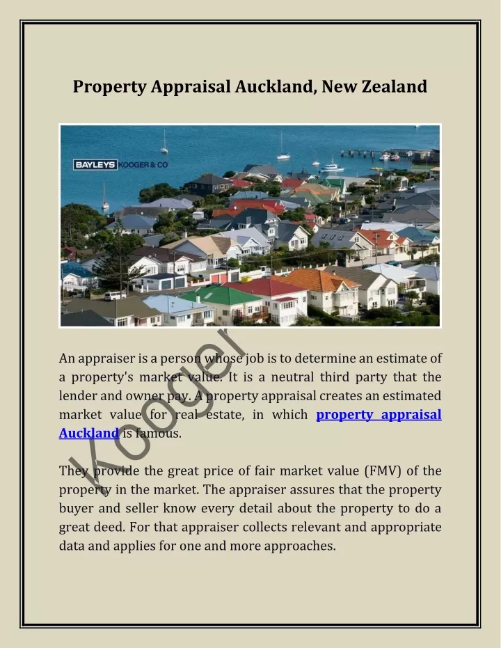 property appraisal auckland new zealand