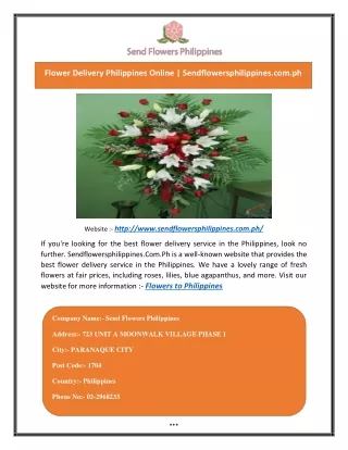 FlowersFlowers to Philippines to Philippines  Sendflowersphilippines.com.ph