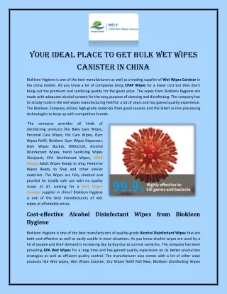 Your Ideal Place to Get Bulk Wet Wipes Canister in China