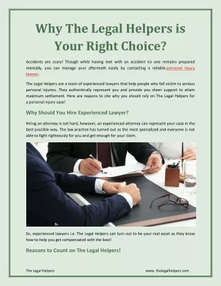 Why The Legal Helpers is Your Right Choice?