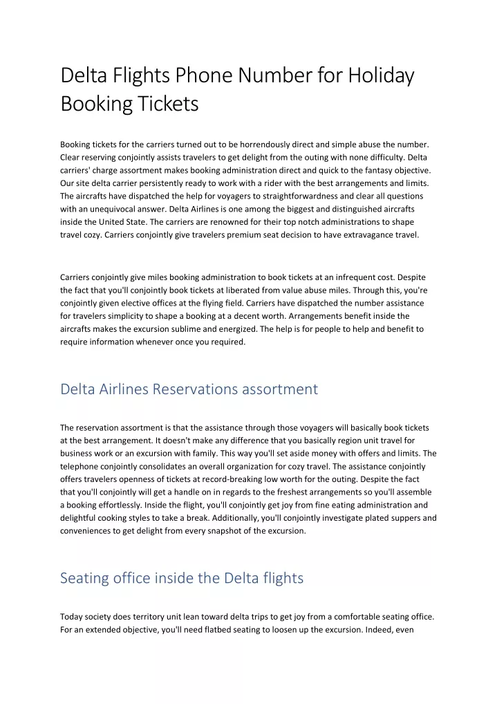 delta flights phone number for holiday booking