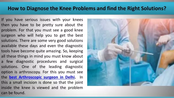 how to diagnose the knee problems and find