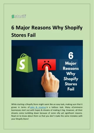 6 major reasons why shopify stores fail