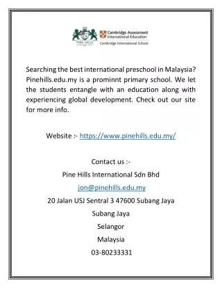 best international school in malaysia  pinehills.edu.my