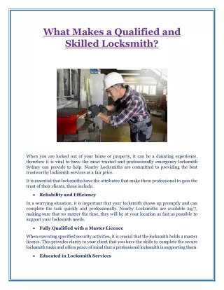 What Makes a Qualified and Skilled Locksmith?