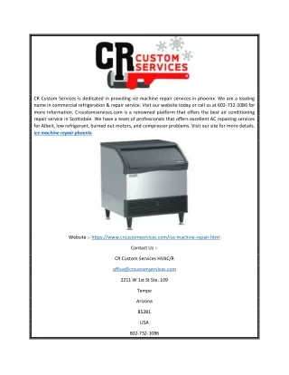 ICE Machine Repair Phoenix | CR Custom Services