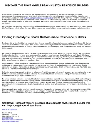 DISCOVER THE RIGHT MYRTLE BEACH CUSTOM RESIDENCE BUILDERS