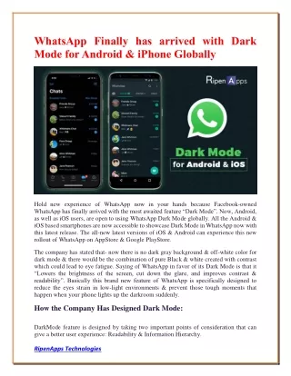 whatsapp finally has arrived with dark mode