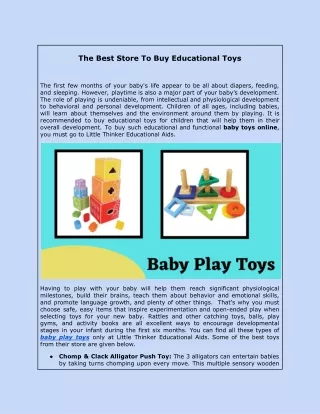 The Best Store To Buy Educational Toys