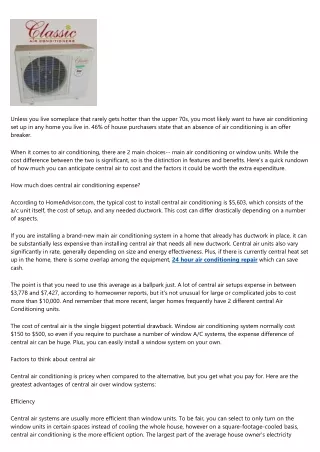 Should You Purchase Central Air System for Your Residence?